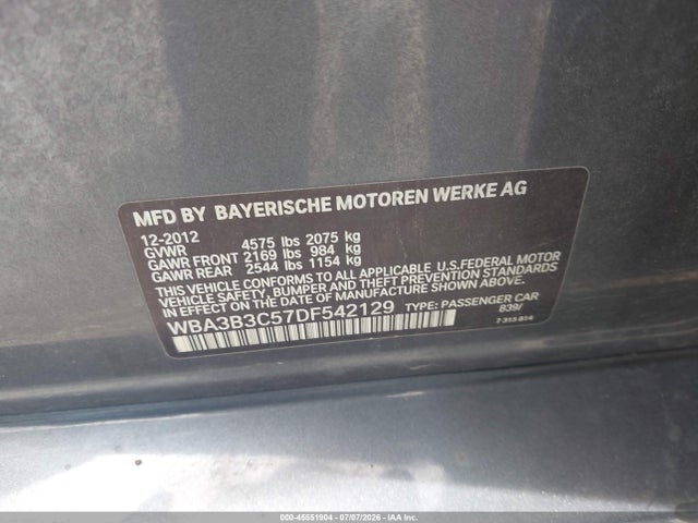 Aukcja sprzedaży 2013 Bmw 328i Xdrive, vin: WBA3B3C57DF542129, numer aukcji: 45551904