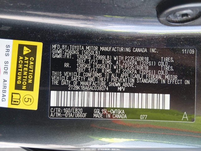 Продажа на аукционе авто 2010 Lexus Rx 350, vin: 2T2BK1BA6AC038074, номер лота: 45551953