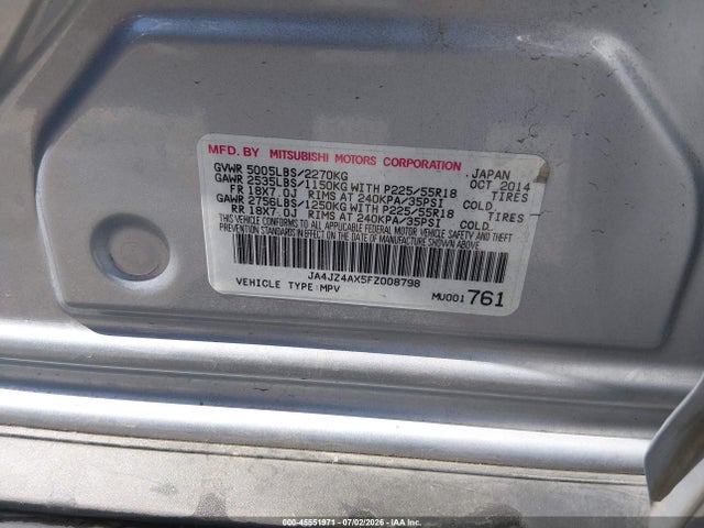 JA4JZ4AX5FZ008798 Mitsubishi OUTLANDER GT