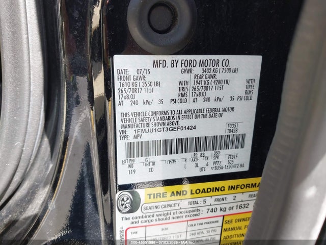 Ford Expedition Xl 2016 1FMJU1GT3GEF01424 Image 9