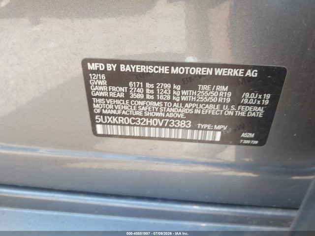 BMW X5 Xdrive35i 2017 5UXKR0C32H0V73383 Image 9