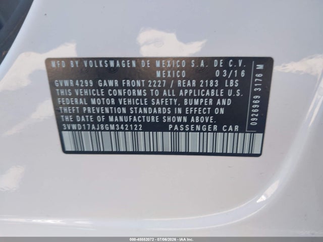3VWD17AJ8GM342122 Volkswagen Jetta 1.8t Sport