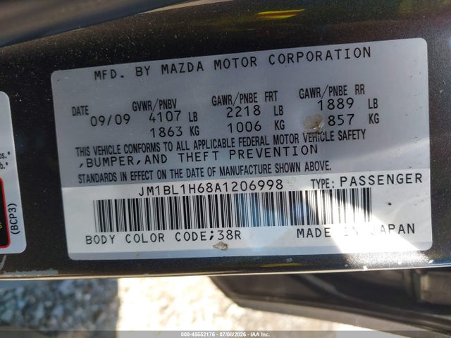 Aukcja sprzedaży 2010 Mazda Mazda3 S Grand Touring, vin: JM1BL1H68A1206998, numer aukcji: 45552176