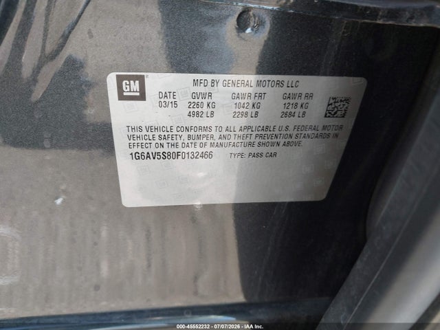 Aukcja sprzedaży 2015 Cadillac Cts Vsport Premium, vin: 1G6AV5S80F0132466, numer aukcji: 45552232