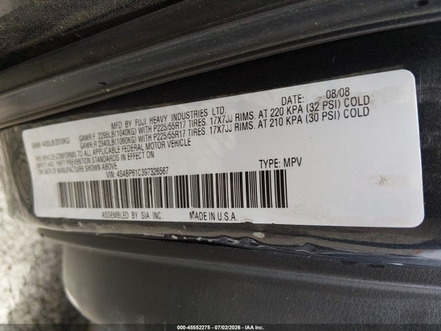 Продажа на аукционе авто 2009 Subaru Outback 2.5i, vin: 4S4BP61C397326567, номер лота: 45552275