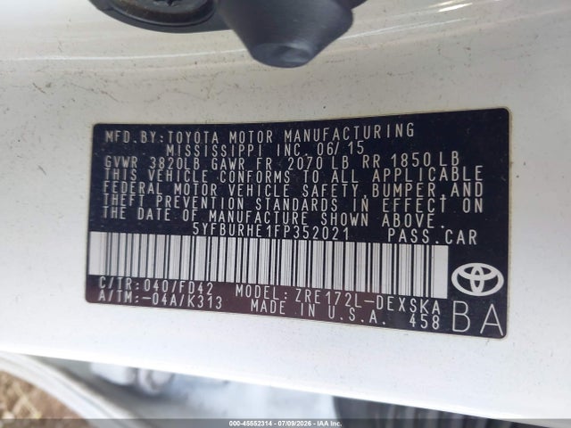 Toyota Corolla S Plus 2015 5YFBURHE1FP352021 Image 9