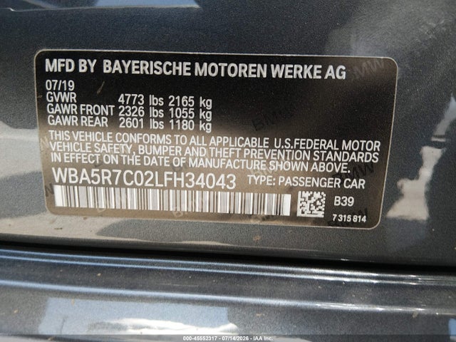WBA5R7C02LFH34043 BMW 330i Xdrive