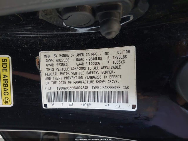 Aukcja sprzedaży 2009 Acura Tl 3.7, vin: 19UUA96569A004648, numer aukcji: 45552325