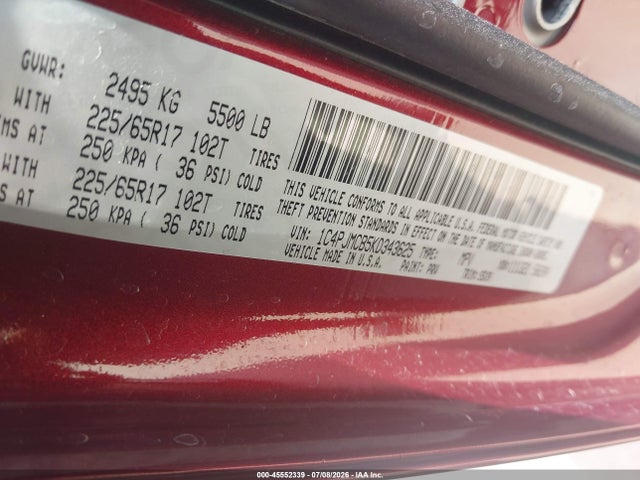 Продаж на аукціоні авто 2019 Jeep Cherokee Latitude 4x4, vin: 1C4PJMCB5KD343625, номер лоту: 45552339