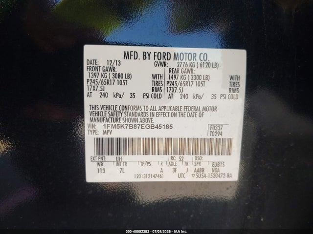 1FM5K7B87EGB45185 Ford Explorer