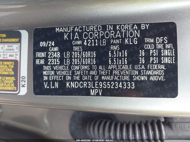 45552368 :رقم المزاد ، KNDCR3LE9S5234333 vin ، 2025 Kia Niro Ex مزاد بيع