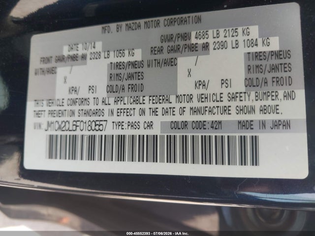Mazda Mazda5 Touring 2015 JM1CW2CL6F0180557 Image 9