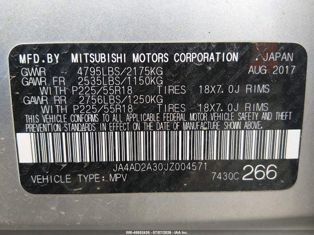Mitsubishi Outlander Es 2018 JA4AD2A30JZ004571 Image 9