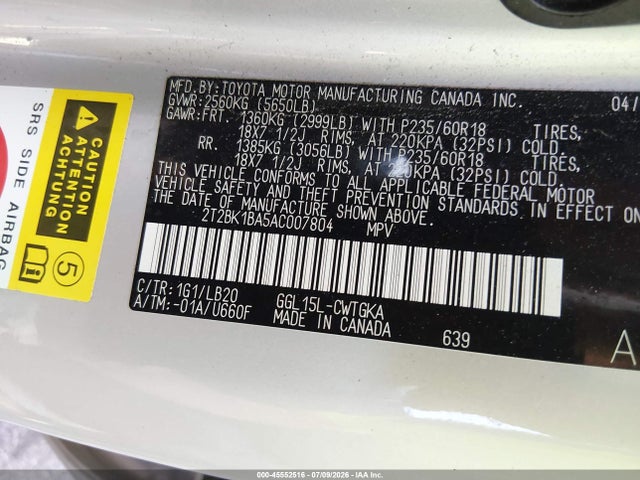 2010 Lexus Rx 350 მანქანა იყიდება აუქციონზე, vin: 2T2BK1BA5AC007804, აუქციონის ნომერი: 45552516