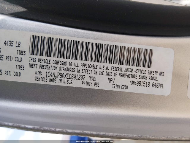 1C4NJPBAXED601207 Jeep Patriot Sport