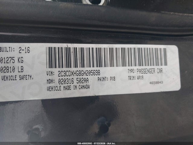 Aukcja sprzedaży 2016 Dodge Charger Sxt, vin: 2C3CDXHG8GH205698, numer aukcji: 45552592