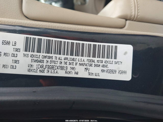 Продажа на аукционе авто 2014 Jeep Grand Cherokee Limited, vin: 1C4RJFBG8EC478819, номер лота: 45552670