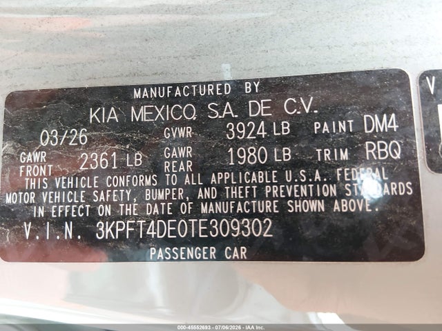 KIA K4 Lxs 2026 3KPFT4DE0TE309302 Image 9