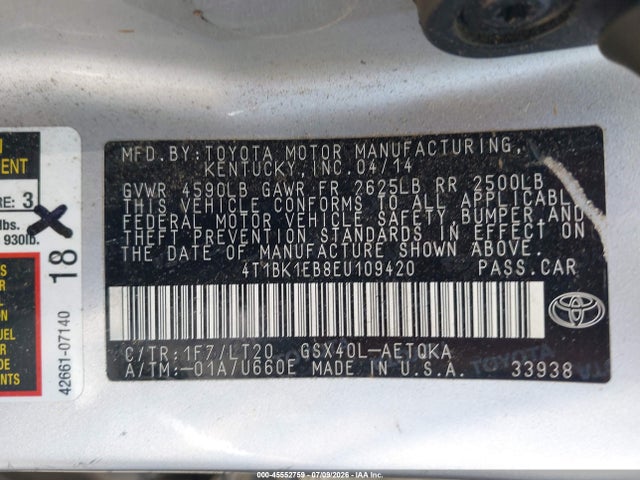 Toyota Avalon Xle Touring 2014 4T1BK1EB8EU109420 Image 9