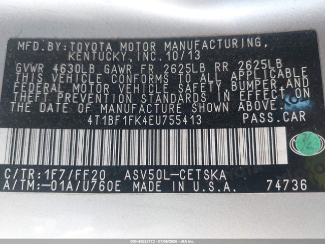 Toyota CAMRY SE 2014 4T1BF1FK4EU755413 Image 9