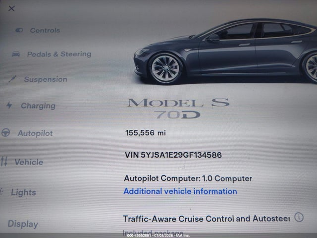 Tesla Model S 60d/70d/75d/85d/90d 2016 5YJSA1E29GF134586 Image 14