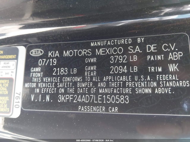 KIA Forte Lxs 2020 3KPF24AD7LE150583 Image 9