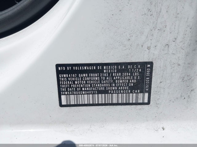 Продажа на аукционе авто 2025 Volkswagen Jetta 1.5t S, vin: 3VW5X7BU0SM040313, номер лота: 45552874