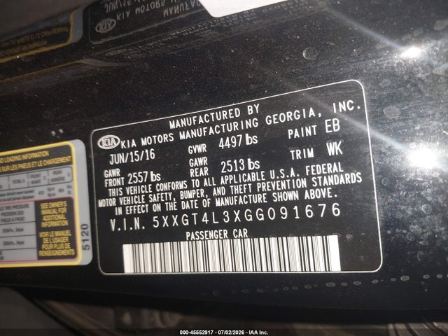 KIA Optima Lx 2016 5XXGT4L3XGG091676 Image 9