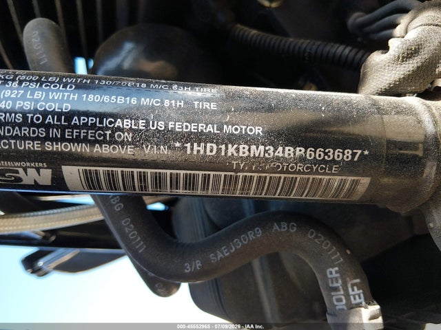 Продаж на аукціоні авто 2011 Harley-davidson Flhx, vin: 1HD1KBM34BB663687, номер лоту: 45552965