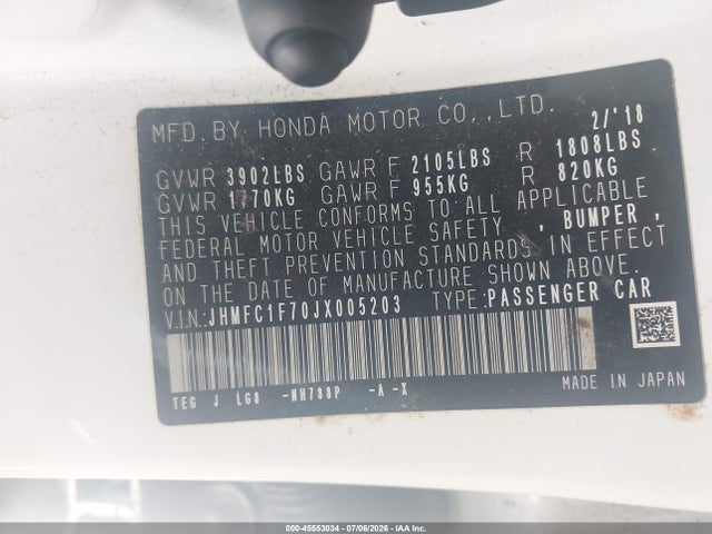Honda Civic Ex-l 2018 JHMFC1F70JX005203 Image 9