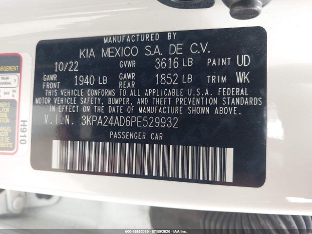 Aukcja sprzedaży 2023 Kia Rio S, vin: 3KPA24AD6PE529932, numer aukcji: 45553069