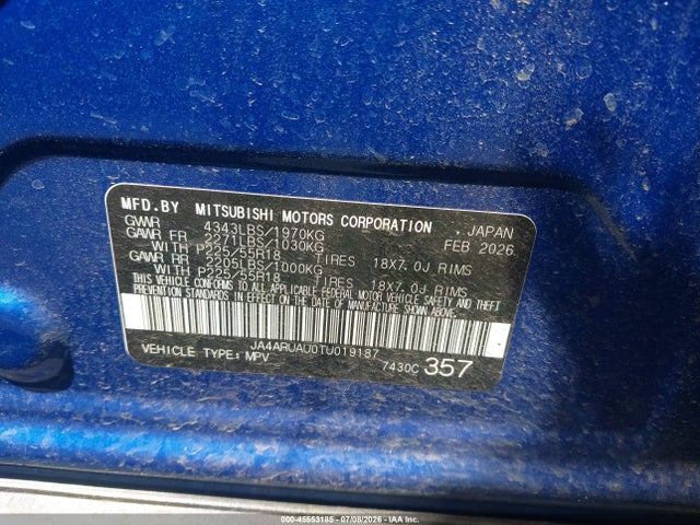 JA4ARUAU0TU019187 Mitsubishi Outlander Sport 2.0 Es/2.0 Le/2.0 Ralliart/2.0 S/2.0 Se/2.0 Trail Edition