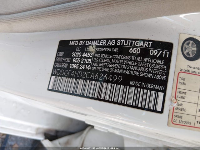 45553239 :رقم المزاد ، WDDGF4HB2CA626499 vin ، 2012 Mercedes-benz C 250 Luxury/sport مزاد بيع