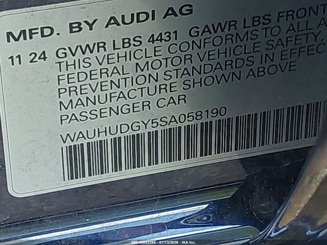 Продаж на аукціоні авто 2025 Audi A3 Premium Plus 40 Tfsi Quattro S Tronic, vin: WAUHUDGY5SA058190, номер лоту: 45553265