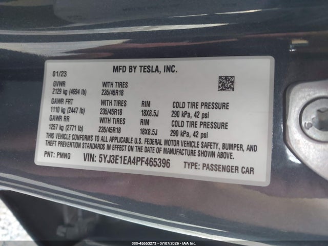 Tesla Model 3 Rear-wheel Drive 2023 5YJ3E1EA4PF465396 Image 9