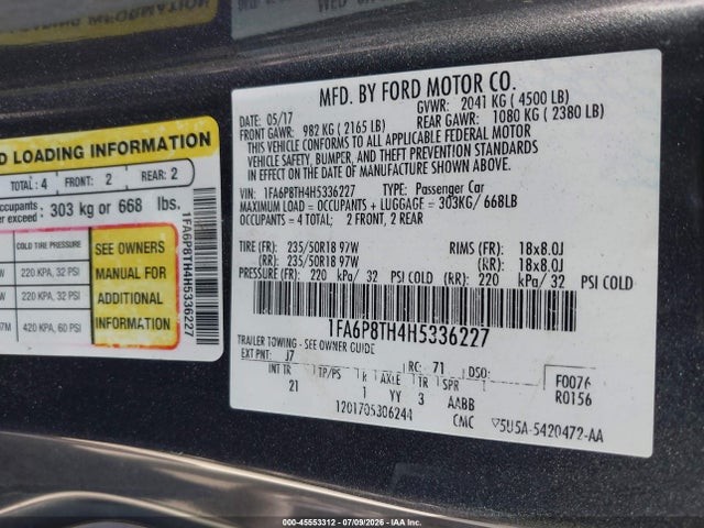 Ford Mustang Ecoboost 2017 1FA6P8TH4H5336227 Image 9
