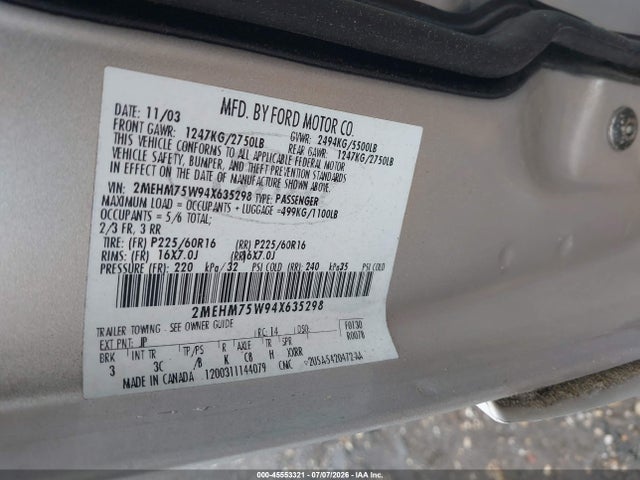 Продаж на аукціоні авто 2004 Mercury Grand Marquis Ls, vin: 2MEHM75W94X635298, номер лоту: 45553321