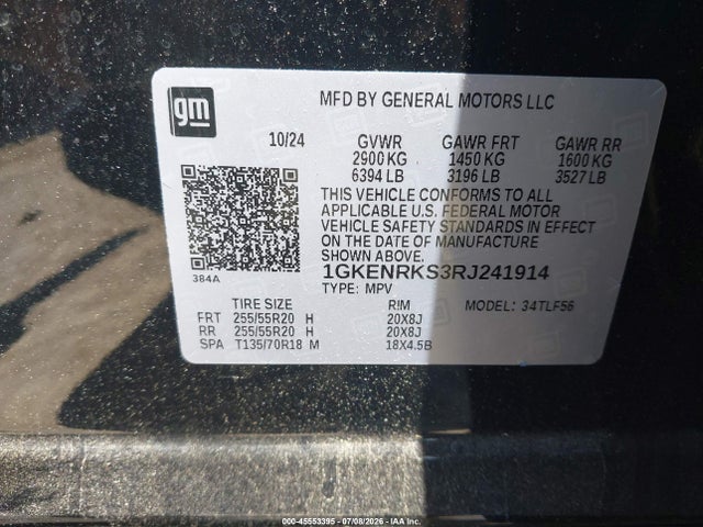 Продаж на аукціоні авто 2024 Gmc Acadia Awd Denali, vin: 1GKENRKS3RJ241914, номер лоту: 45553395