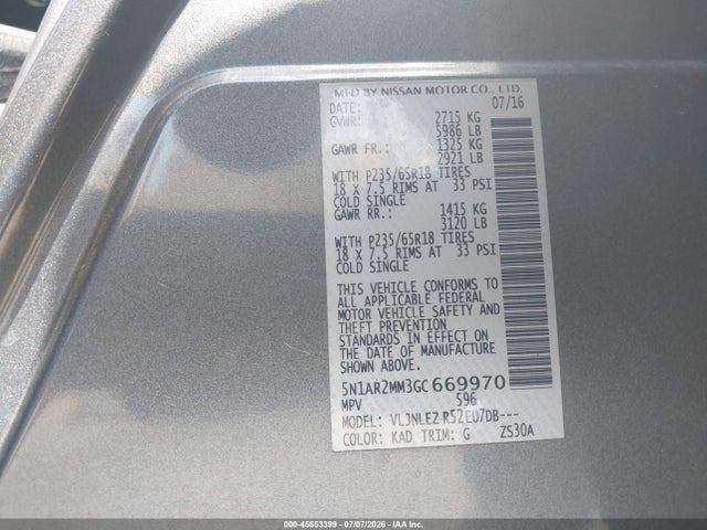 Nissan Pathfinder Sv 2016 5N1AR2MM3GC669970 Image 9