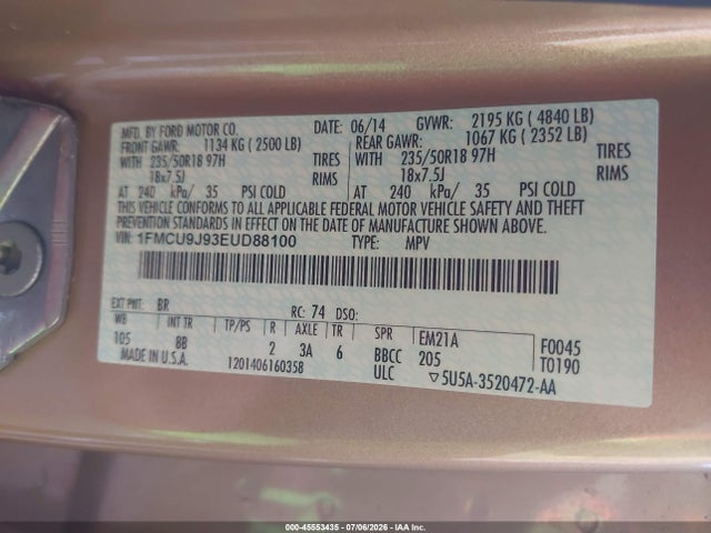 Ford Escape Titanium 2014 1FMCU9J93EUD88100 Image 9