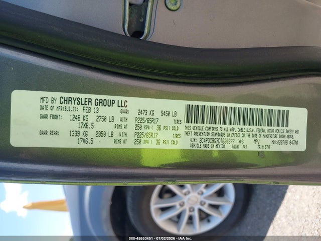 Aukcja sprzedaży 2013 Dodge Journey Sxt, vin: 3C4PDCBG7DT630377, numer aukcji: 45553451