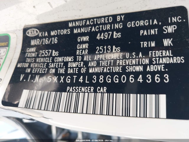 KIA Optima Lx 2016 5XXGT4L38GG064363 Image 9