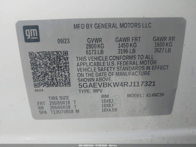45553548 :رقم المزاد ، 5GAEVBKW4RJ117321 vin ، 2024 Buick Enclave Premium Awd مزاد بيع