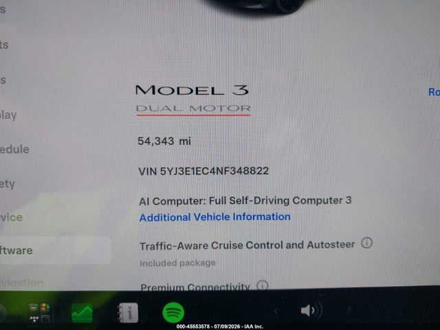 5YJ3E1EC4NF348822 Tesla Model 3 Performance Dual Motor All-wheel Drive