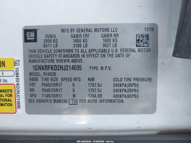 Chevrolet Traverse Ls 2017 1GNKRFKD2HJ214695 Image 9