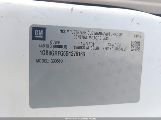 1GB0GRFG6G1276163 Chevrolet Express Cutaway 3500
