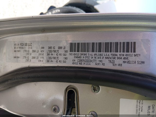 RAM 1500 Tradesman 2016 1C6RR7KG3GS341771 Image 9