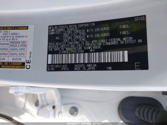 Aukcja sprzedaży 2024 Lexus Nx 350h Luxury, vin: JTJHKCEZ7R5012066, numer aukcji: 45553711