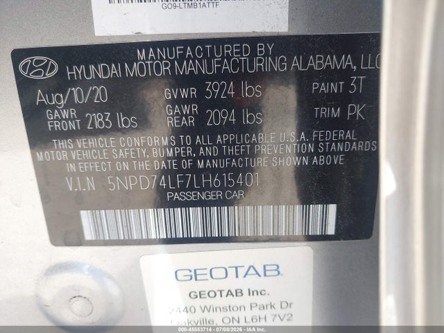 Hyundai ELANTRA SE 2020 5NPD74LF7LH615401 Image 9