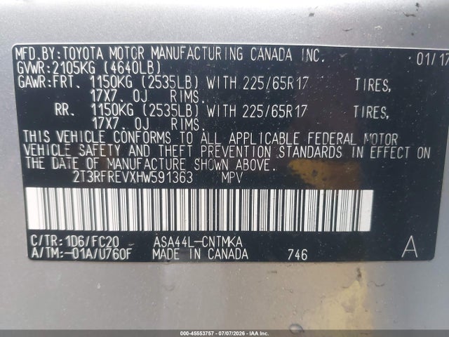 Toyota Rav4 Xle 2017 2T3RFREVXHW591363 Image 9